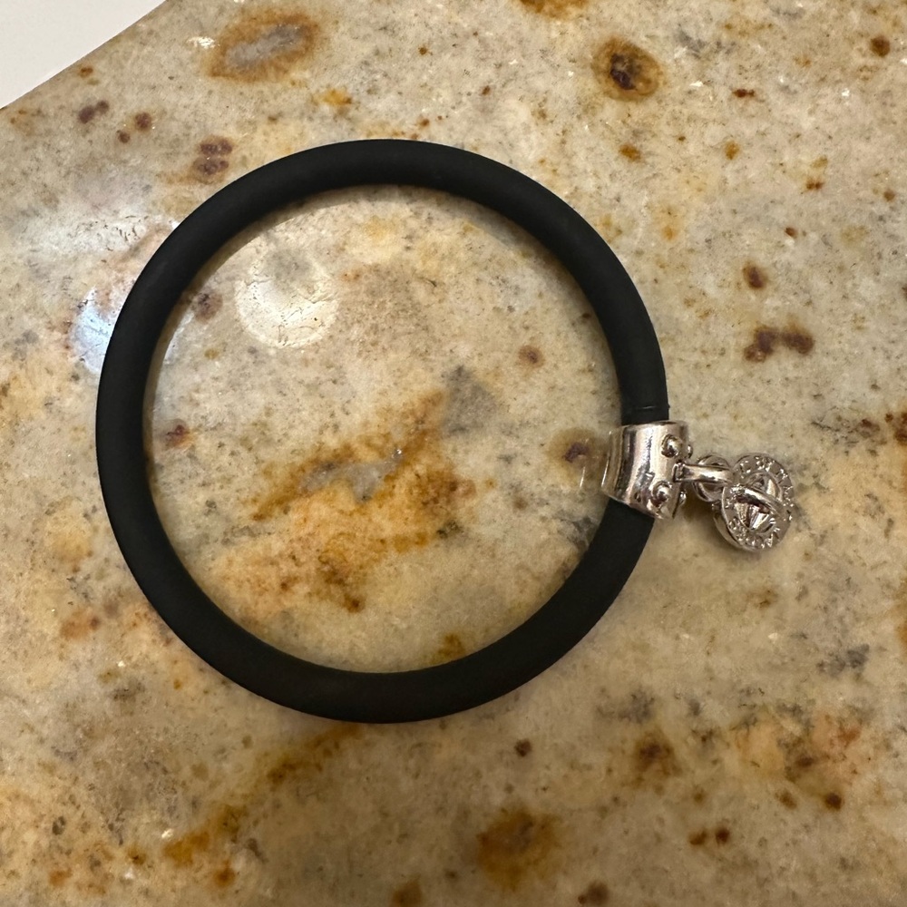 Marc Jacobs Black Bracelet with Silver Charm
